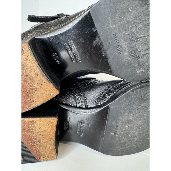 Miu Miu Size 36,5 Riding Boots Black Pebbled Leather - Picture 9 of 11